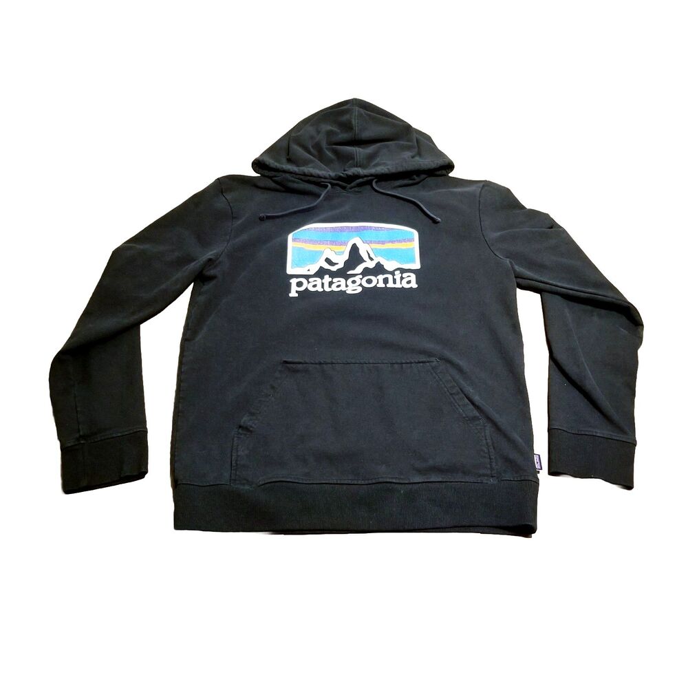 Patagonia Uprisal Hoody Men Size Medium Black P-6 Logo Graphic Sweatshirt Hoodie